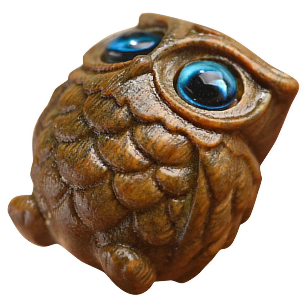 

Household Owl Statue Wooden Carving Statue Wooden Animal Carving Ornament Home Decor