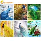 Современная Алмазная картина CHENISTORY, рамка для вышивки крестиком, наборы рукоделия, Павлин Бриллиантовая мозаика с животным, домашний декор для взрослых