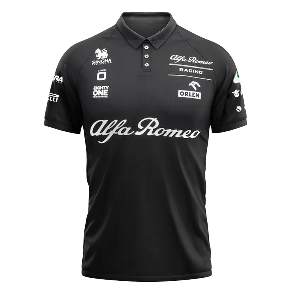 

2023 Fashion Leisure Year Formula F13D Motorsport Button Polo Summer Polo Polo Polo Collar Short Sleeve Shirt for Alfa Romeo Out