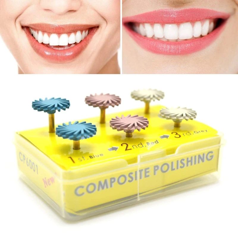 

6-Piece Dental Composite Polishing Kit Rubber Polisher 3-Stage Diamond System RA Dental Material Spiral Flex Brush