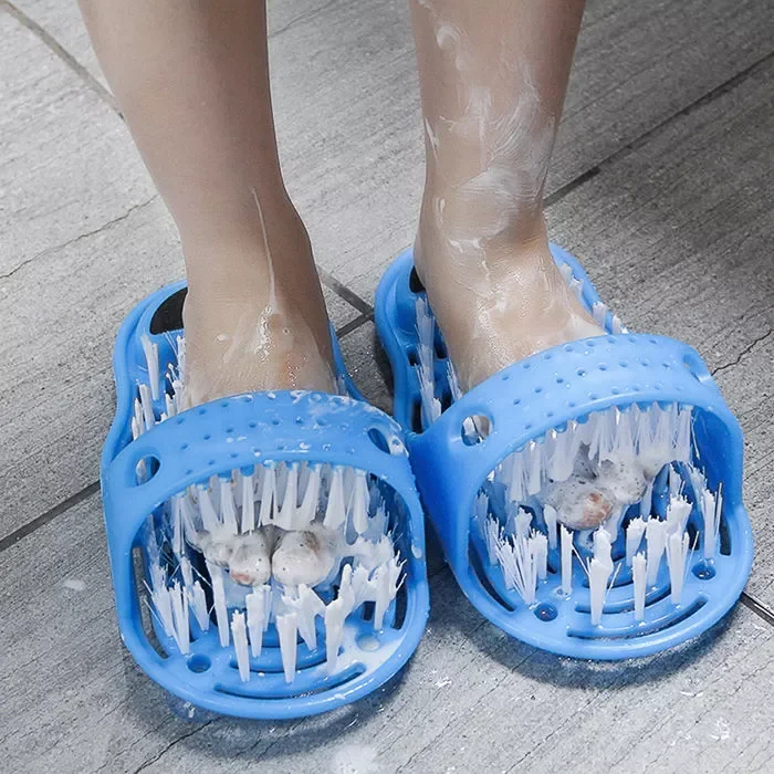 Plastic Remove Dead Skin Massage Slipper Foot Scrubber Bath Shoe with Brush Household Bathroom Foot Cleaning Brush Slipper