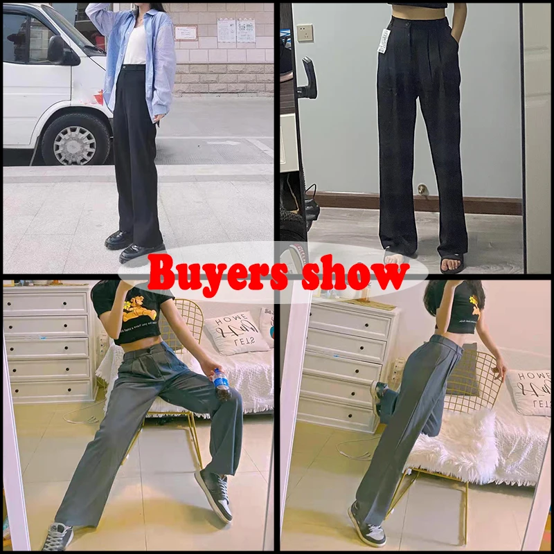 Lucyever Autumn Winter Women's Wide Leg Pants Loose High Waist Casual Trousers Woman Korean Style Solid Office Straight Pants