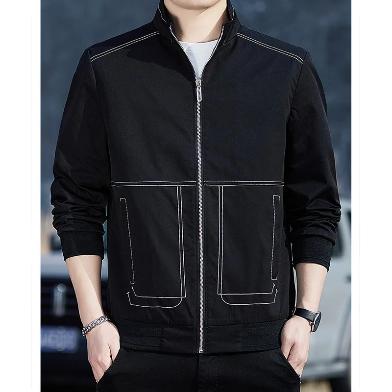 

2022 Men 'S Spring And Autumn New Casual Jacket Youth Stand Collar Stitching Jacket