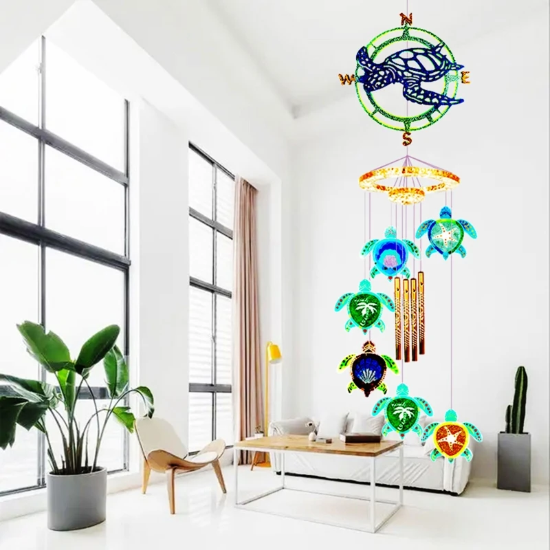 

N58F Little Sea​​ Turtle Wall Hanging Wind Chime Mould Silicone Epoxy Resin Molds DIY Pendant Jewellery Making Home Decor