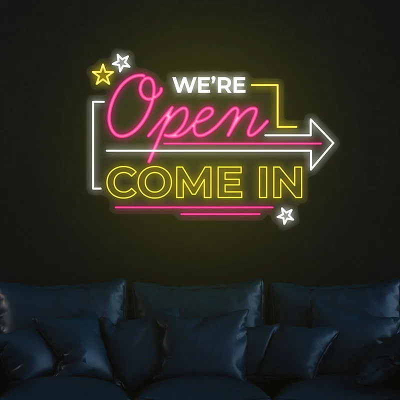 

We're Open Come in Neon Signs Handmade Custom LED Neon Sign Restaurant Shop Decor Home Wall Decoration Neon Acrylic Light Lamp