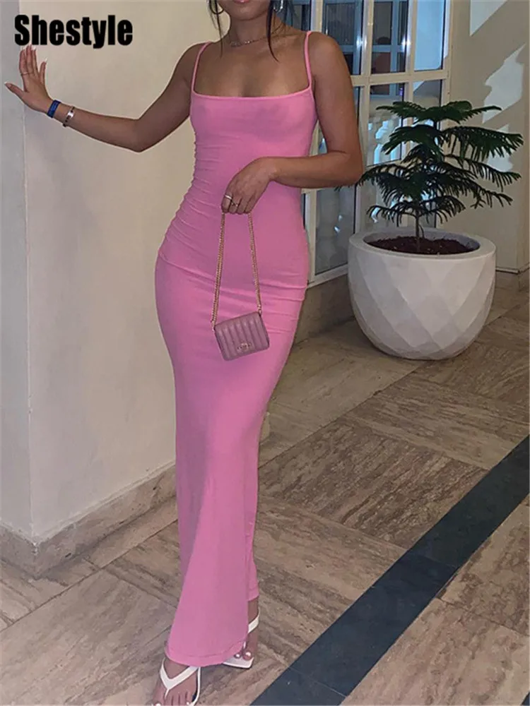 

Shestyle Floor Length Long Summer Dress Women Trumpet Mermaid Bodycon Elegant New Design Casual Soft Athleisure Party Outfit