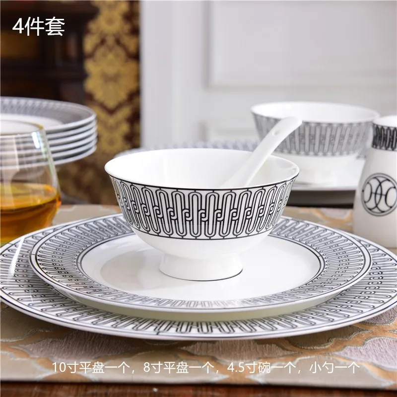 

European Bone China Western Food Plate Series Steak Plate Modern Household Dinner Plate Dessert Fruit Model Room TableDecorative