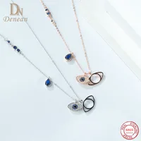 Denean S925 Sterling Silver Evil Eyes Necklaces Short Clavicle Chain Pendant For Women Amulet Jewelry Accessories Girl Gift