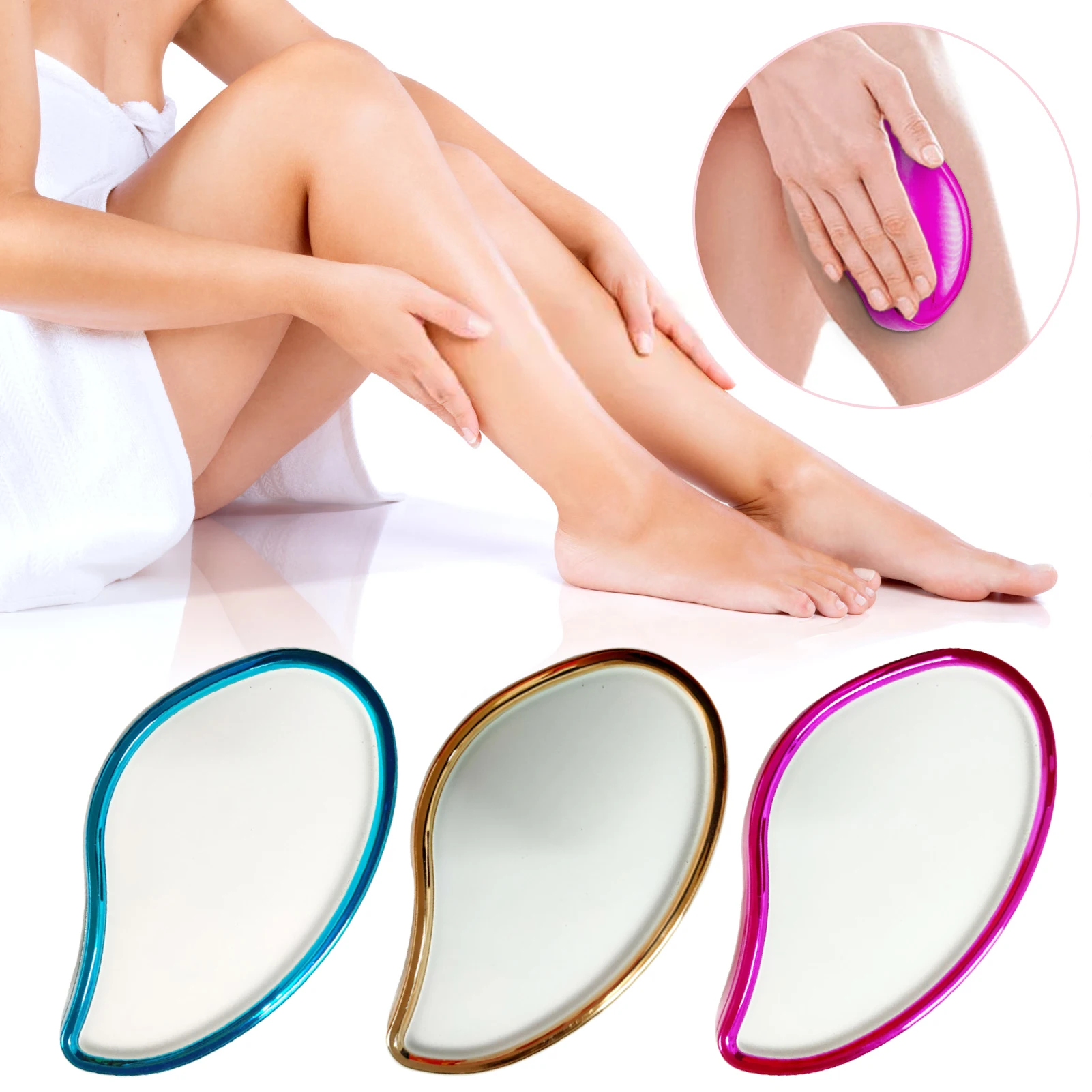 

Безболезненный безопасный эпилятор, многоразовый инструмент для удаления волос с кристаллами, Легкая очистка, удаление волос со стекла, ин...