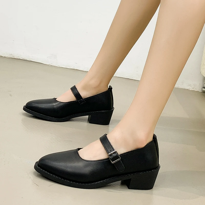 

Женская повседневная обувь на толстой подошве, нескользящая Мягкая обувь из ткани Оксфорд с открытым носком на высоком каблуке, весна-осень