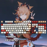 genshin impact keycaps oem naganohara yoimiya cosplay 108keys pbt mechanical keyboard decorative accessories anime keycap props