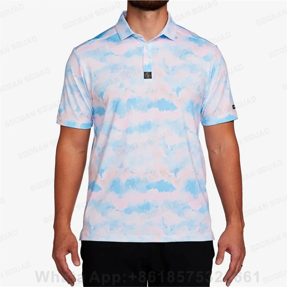 Футболка-поло мужская с коротким рукавом и принтом