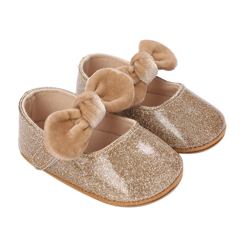 

Louatui Baby Girl Premium PU Flats Infant Bow First Walker Crib Shoes for Party Festival Baby Shower