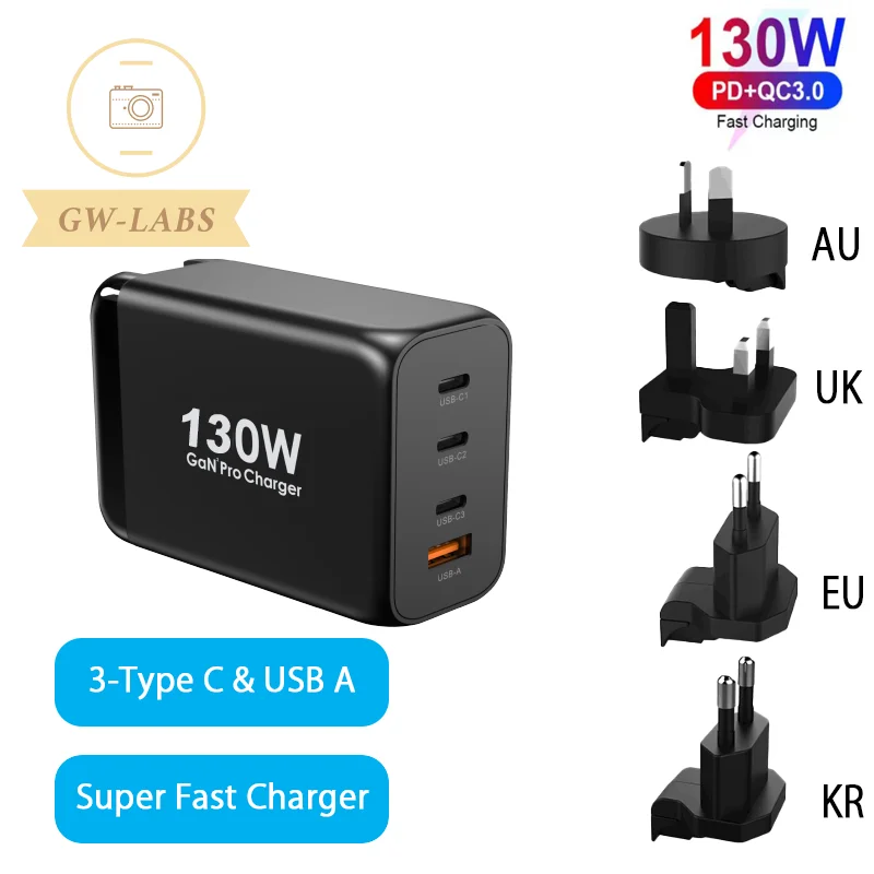 

Сетевое зарядное устройство USB C GaN, 130 Вт, PD100W PPS105W
