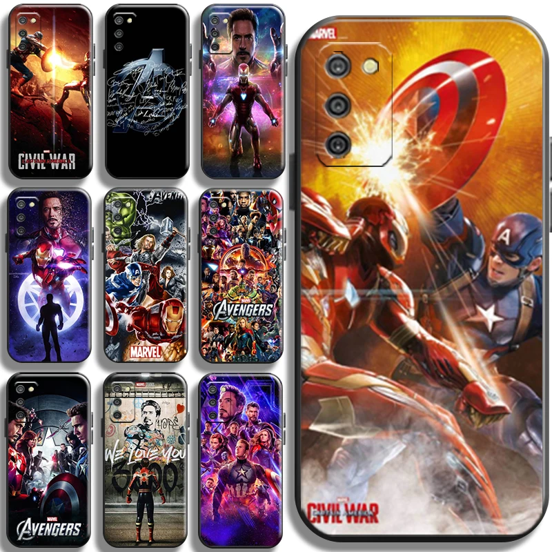 

Marvel Avengers Logo For Samsung Galaxy A02 A02S Phone Case Liquid Silicon TPU Funda Coque Carcasa Black Cover Shell Shockproof