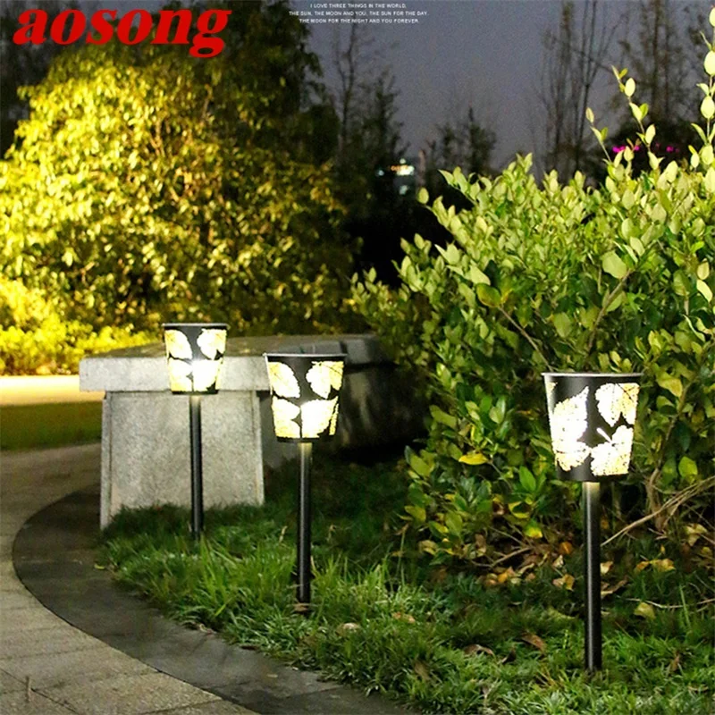 

AOSONG Outdoor Lawn Light Creative Solar Waterproof IP65 LED Garden Modern for Home Lamp