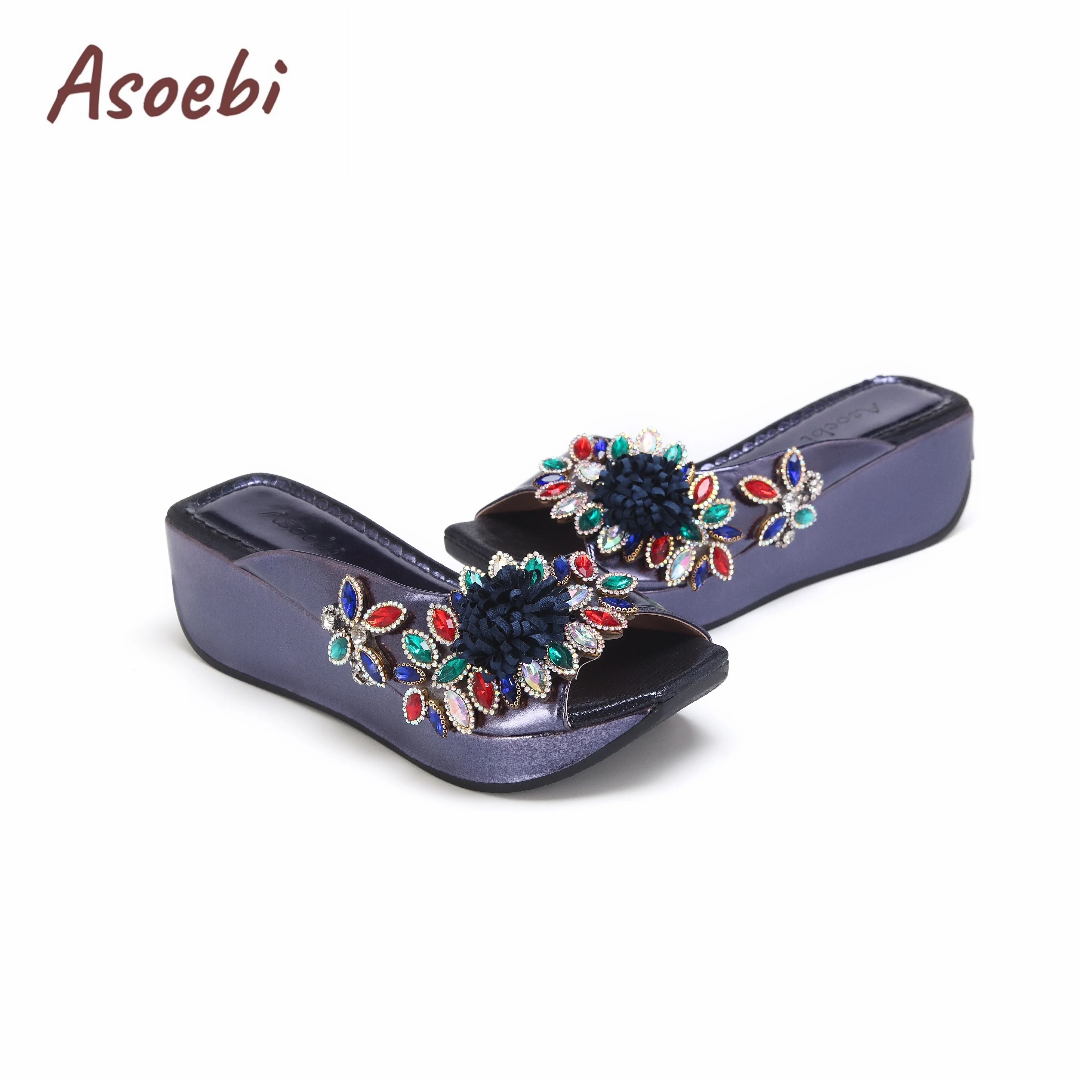 Туфли женские на танкетке голубые с мокрым носком в комплекте сумкой для