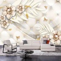 custom mural wallpaper european style 3d modern fashion luxury jewelry flower diamond soft bag pattern rattan background wall