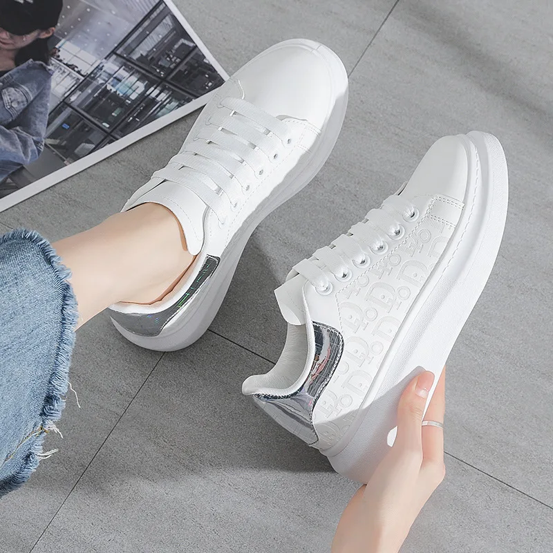 Sneakers for Women 2021 New Fashion Platform Shoe Spring Autumn Casual Flats Female Thick Sole Breathable White Vulcanized Shoes
