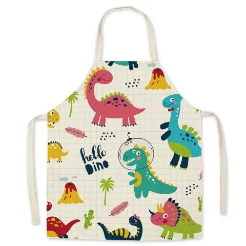 

Cartoon Dinosaur Pattern Children's Antifouling Apron Parent-child Household Kitchen Cooking Adults Sleeveless Backless Apron