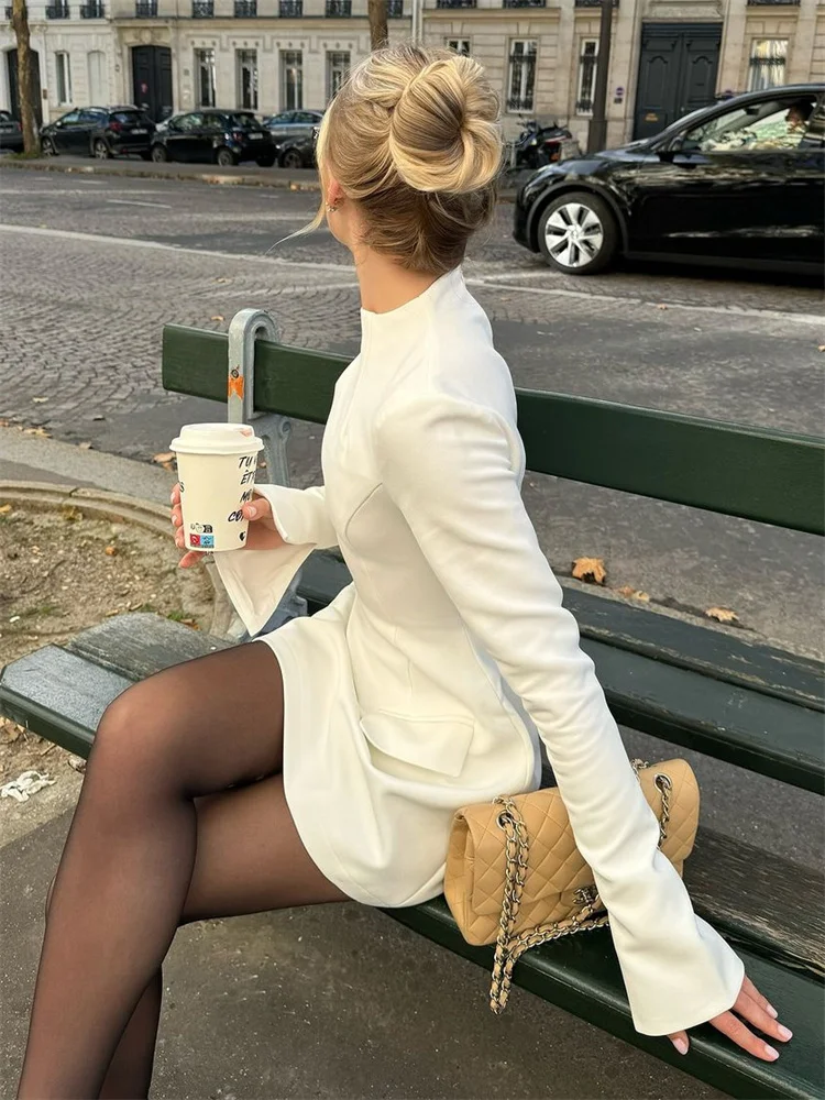 Tossy женское осеннее элегантное мини-платье карманное лоскутное тонкое платье с