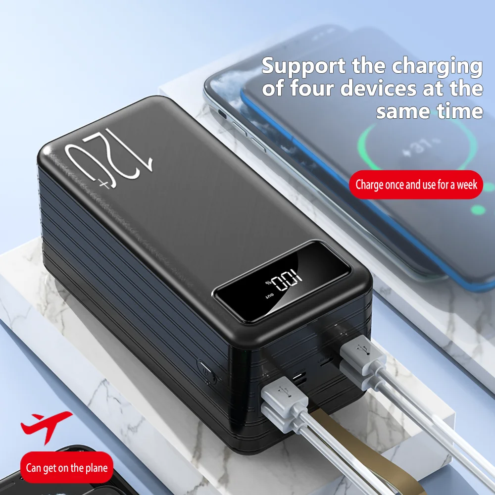 

2023 New Charging Bank 120000mAh Power Pack Large Capacity Mobile Power Universal 5v3a Fast Charging+Free Shipping