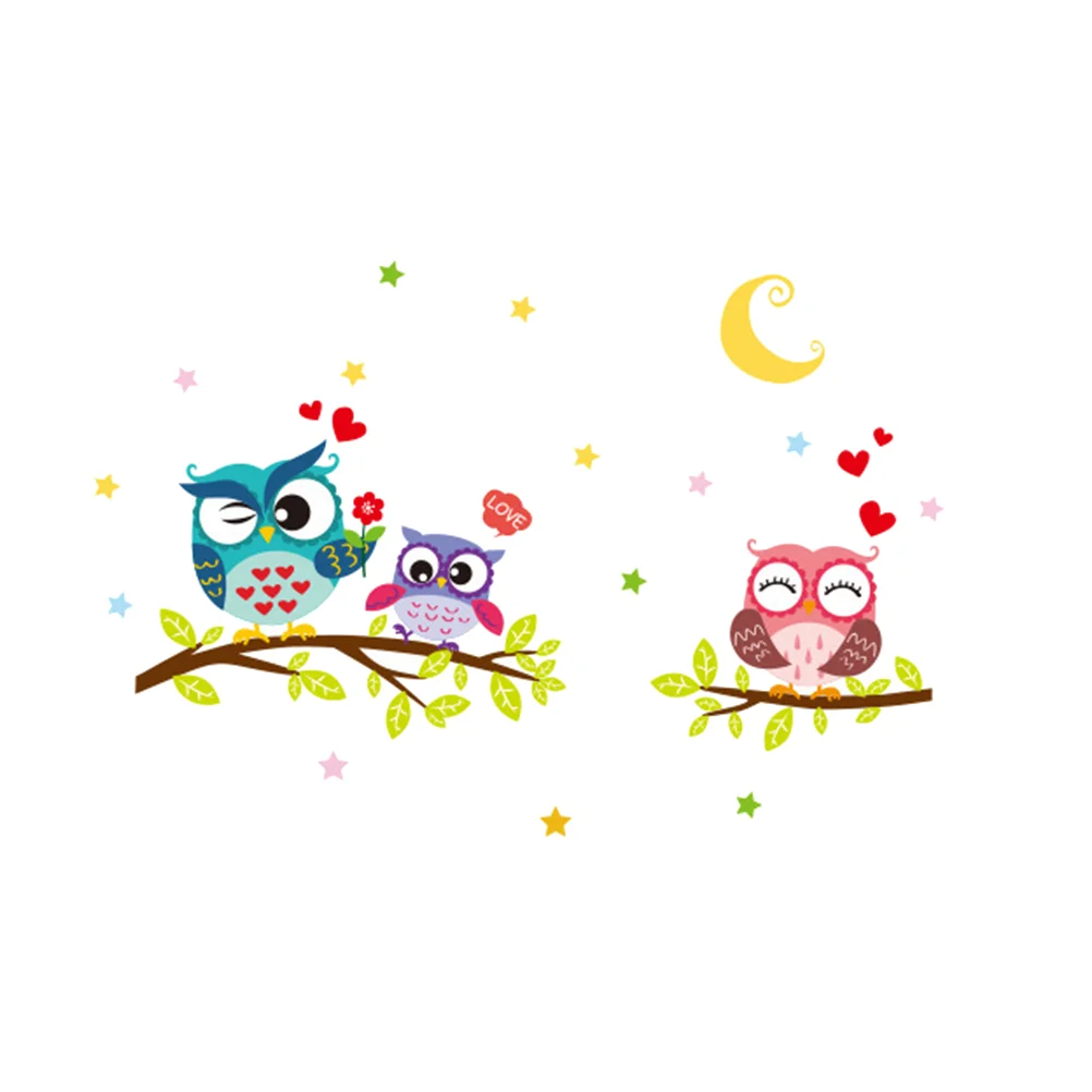 

Owls Bird Branch Removable Murals Wall Stickers Decals for Kids Bedroom Bathroom Decoration (XH0519)