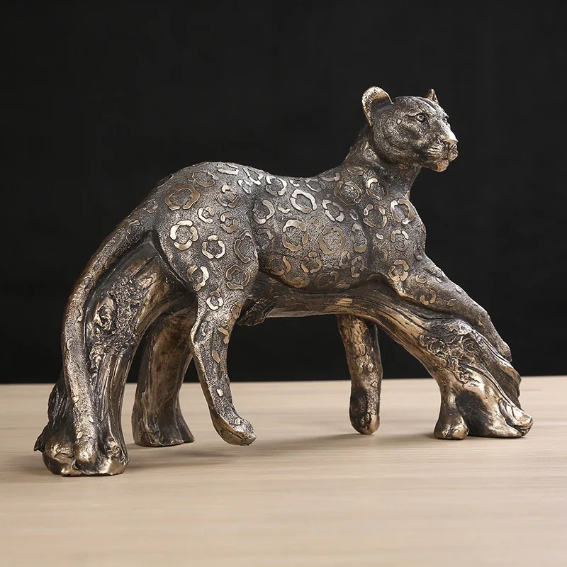 Реалистичная скульптура лесной Пантеры статуя Ягуара ручной работы из смолы