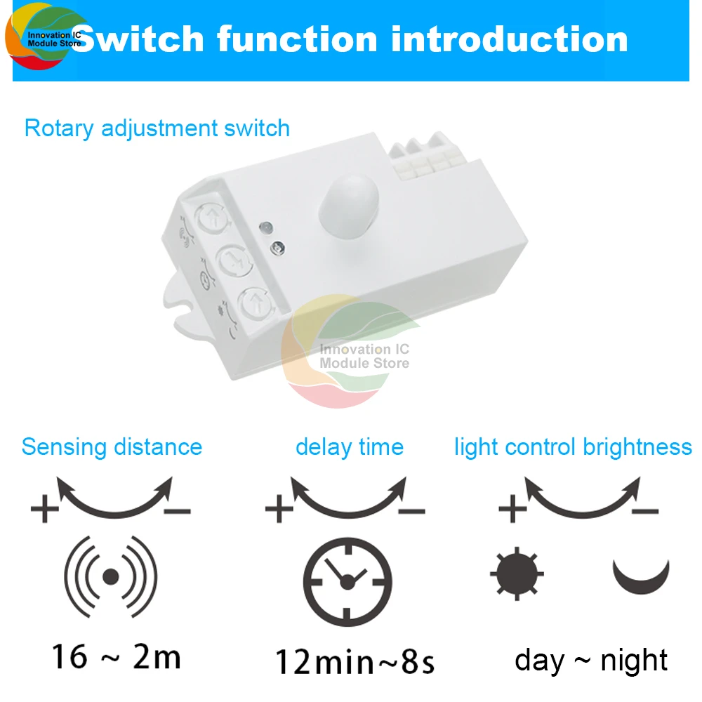 

5.8G microwave radar sensor switch AC85-250V intelligent sensitive 2-16 meters adjustable automatic recognition of ambient light