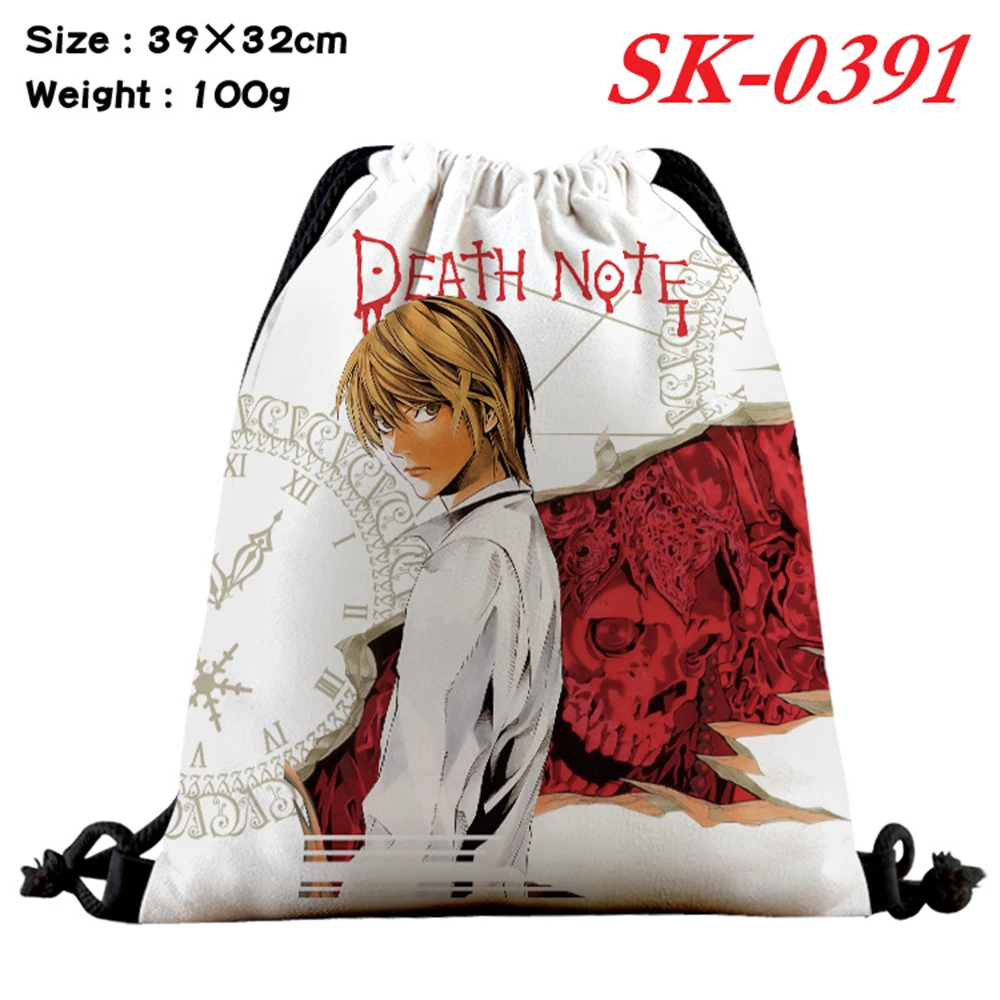 

Anime Death Note Drawstring Bag Casual Backpack Canvas Cosmetic Fashion Stringbag Unisex Cartoon Beachbag Travel Storagebag