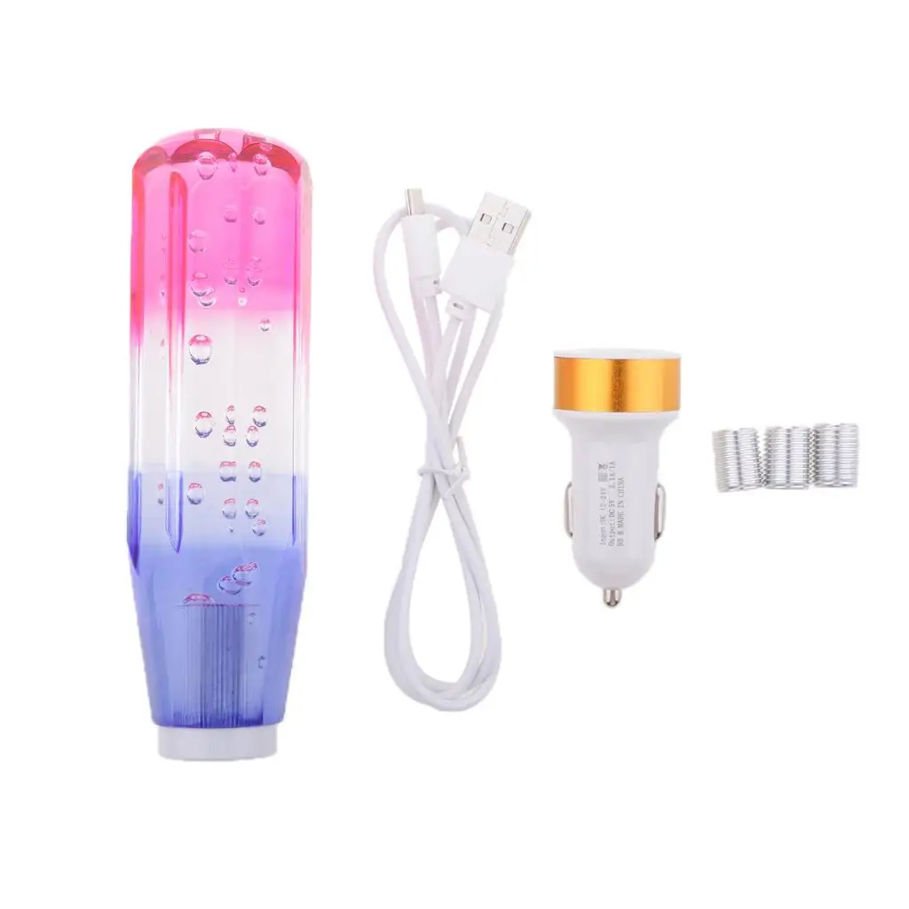 

15cm Car Gear Stick Knob Bubble Styling With LED Light USB Charger Adapters
