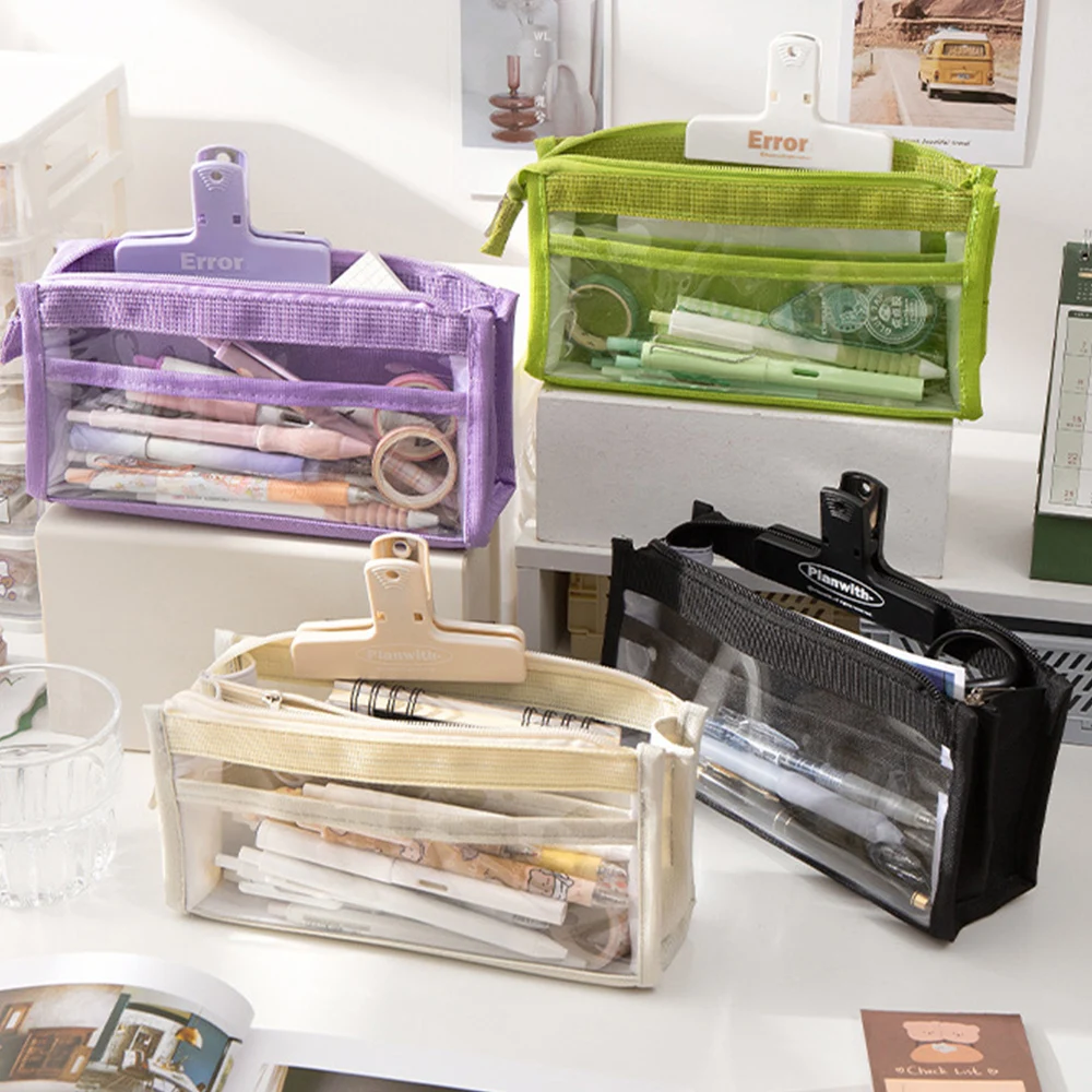

Six Layer Pencil Case Large Capacity Pen Box Japanese Style Waterproof Student Stationery School Supplies Transparent Pen Cases