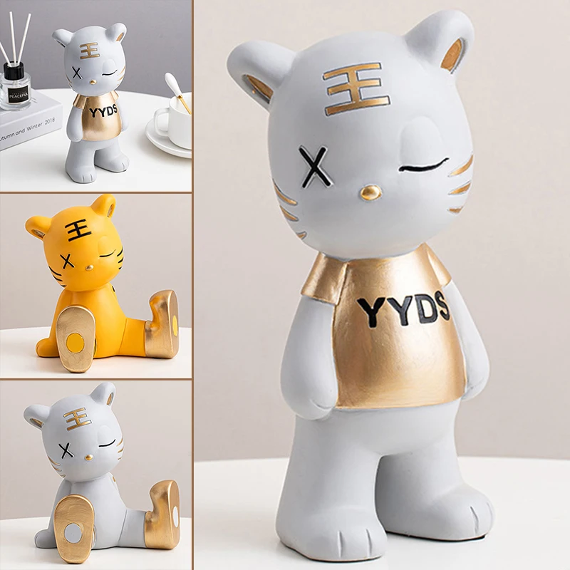 

Очаровательная мультяшная фигурка тигра из смолы Настольное декоративное украшение коллективный подарок для фанатов детей AN88