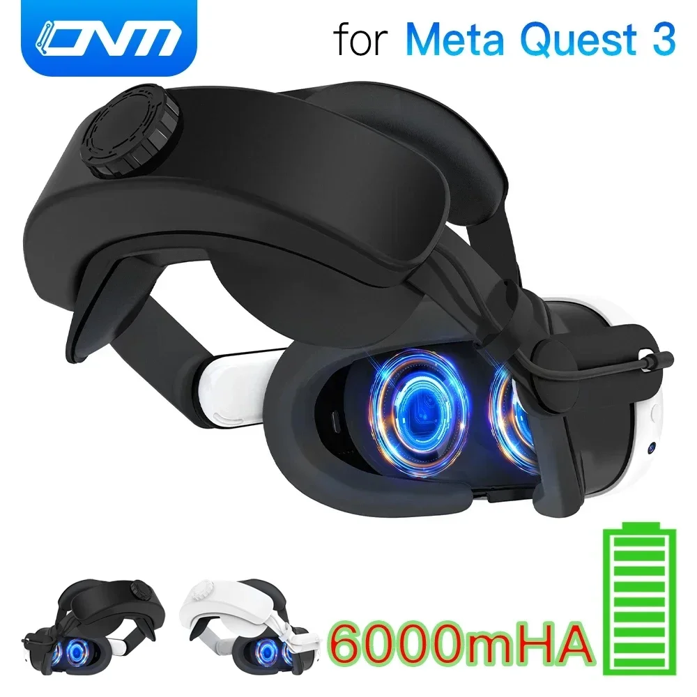 

Удобный ремешок на голову для Meta Quest 3 VR аксессуары встроенный аккумулятор 6000 мАч для Meta Quest3 перезаряжаемый