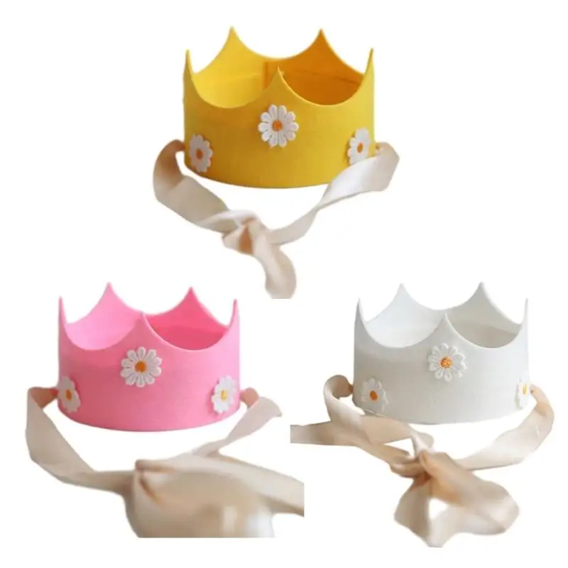 

Little Child Birthday Hat Birthday Crown Flower Headband for 1-10Y Teens Girls
