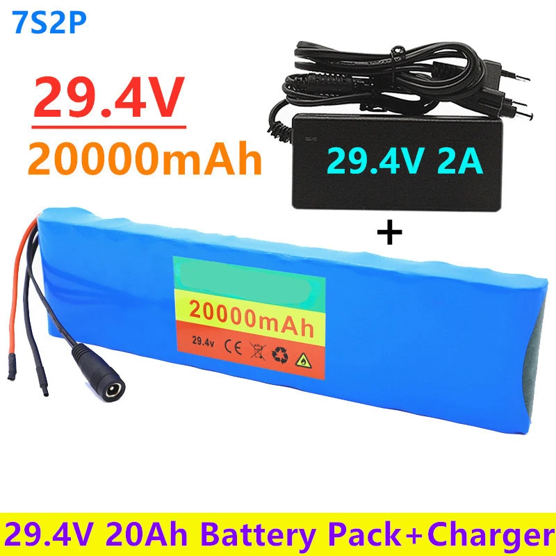

18650 Li-ion Rechargeable Battery Pack 24V 20Ah 7S2P for Electric Bicycle Moped Balancing Scooter + 29.4v 2A Charger