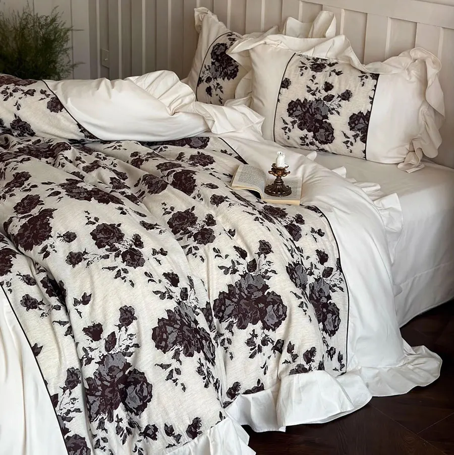 Винтажный французский пасторальный постельный комплект полный королевский