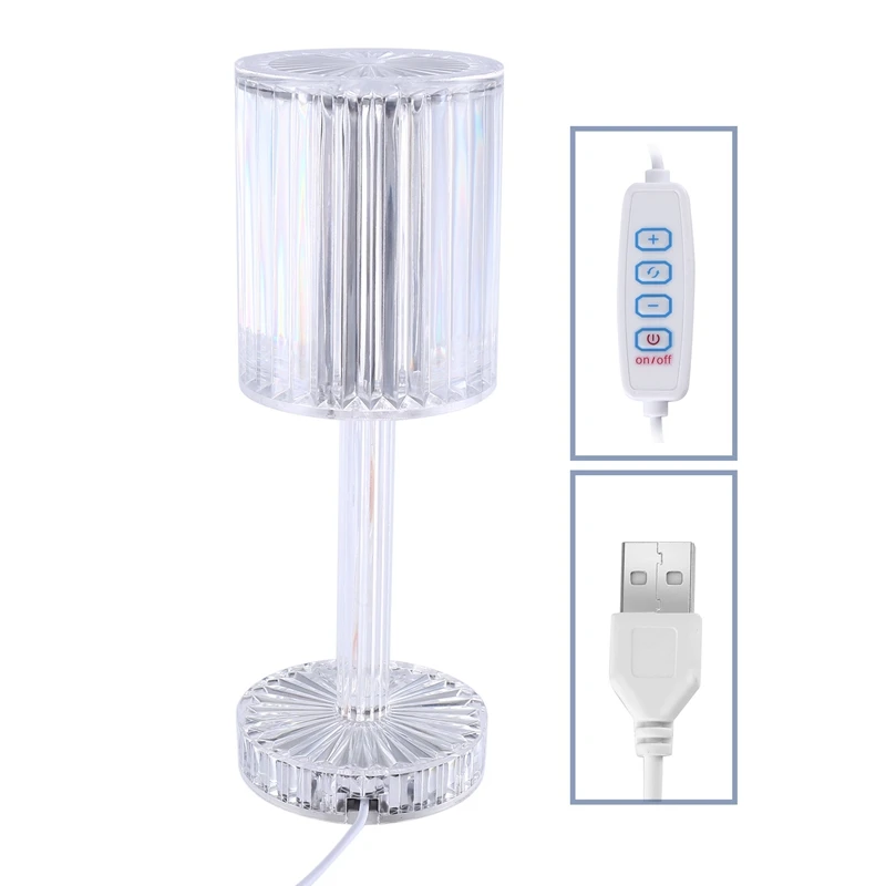 

Touching Control Gatsby Crystal Lamp, Crystal Cordless Table Lamp With Touch Control & USB Port For Bedroom