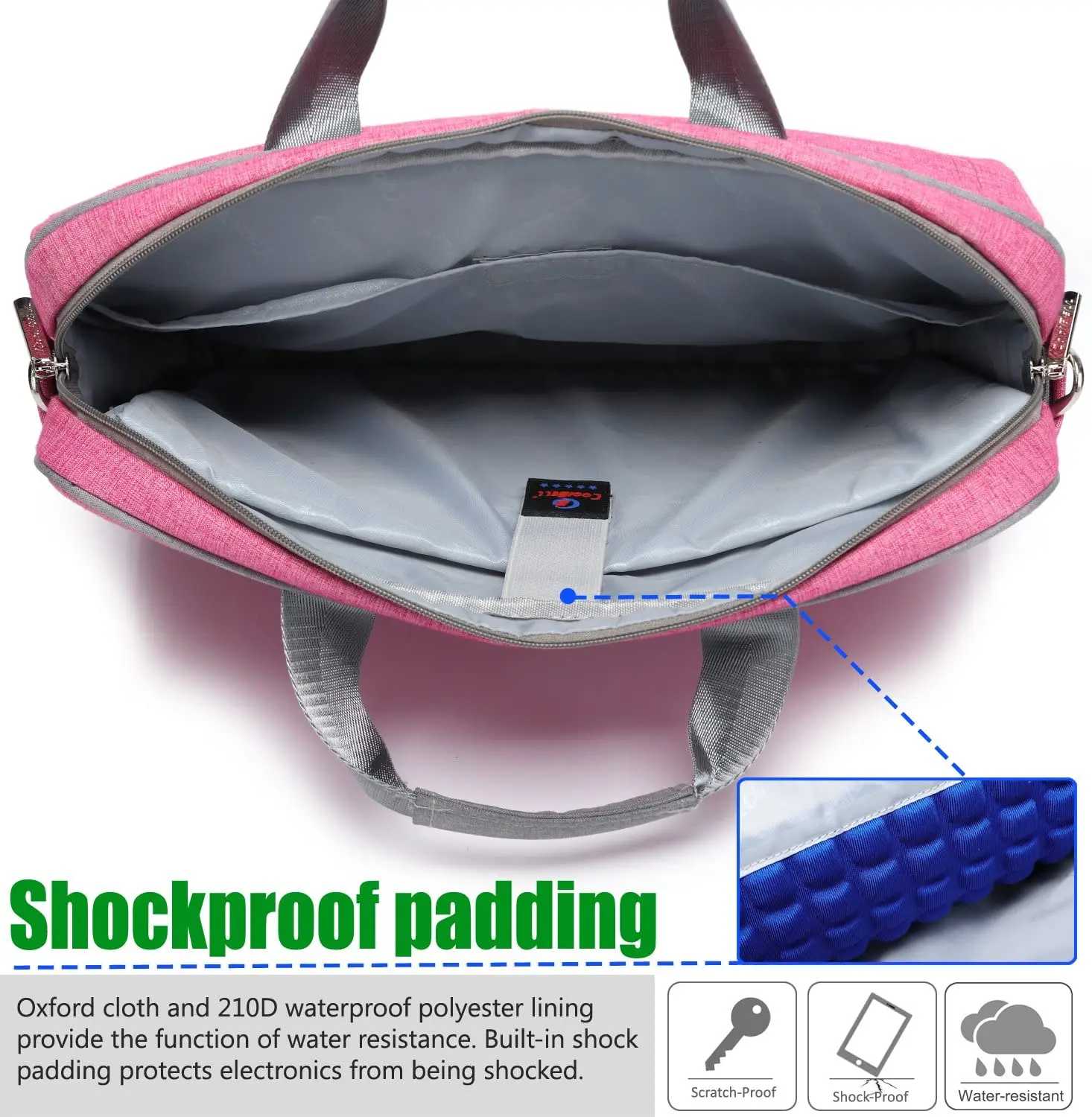 CoolBELL 15.6 Inch Laptop Bag Shoulder Bag Large Capacity Messenger Bag Business Briefcase for Women/College (Pink)