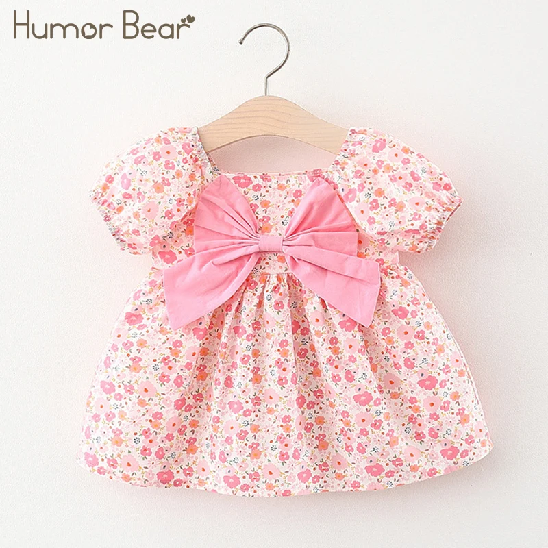 

Humor Bear 2022, летняя одежда для маленьких девочек, женская одежда с коротким рукавом и цветочным принтом, Одежда для новорожденных девочек
