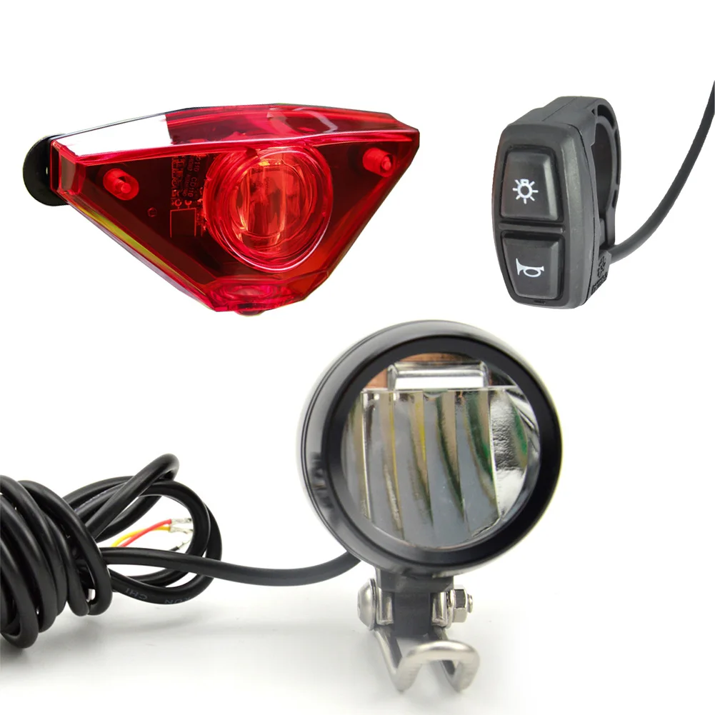 

Electric Bike Front Light Taillight And Switch Set 24-56V Built-in Speaker Night Cycling Warn Lights Headlamp Ebike Accessories