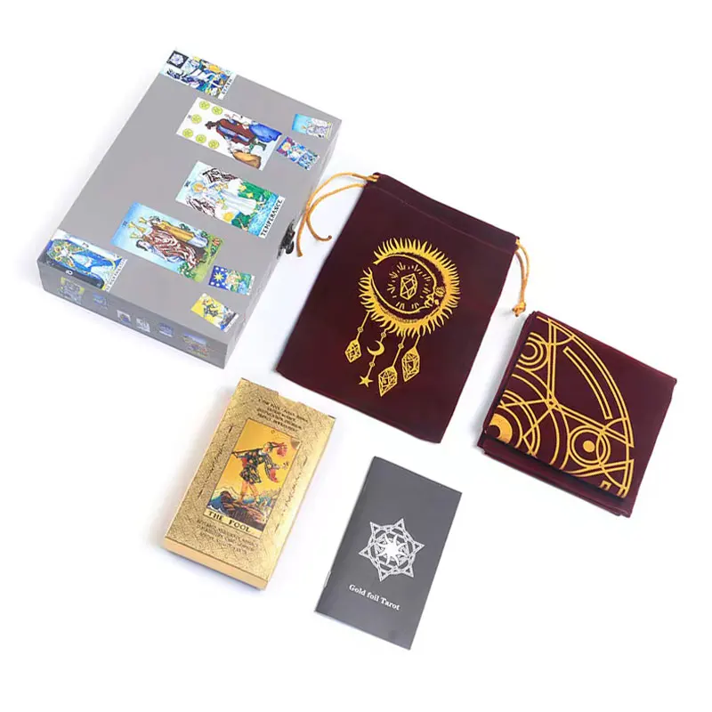 

Новинка, Карта из золотой фольги, Карта Таро, судьба, гадания, семейвечерние, бумажные карты, игра, деревянная коробка, сборная скатерть и иск...