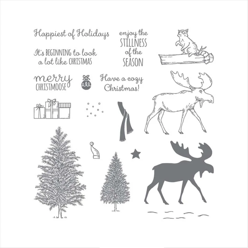 

Счастливые лосяные штампы и штампы, рождественские лосячие деревья, прозрачные штампы для самостоятельного скрапбукинга, декоративные Рем...