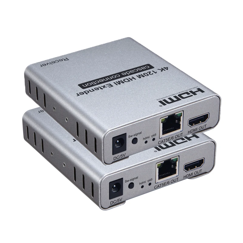 

4K 120M HDMI Extender Cascade Connection Over CAT5e CAT6 RJ45 Ethernet LAN Network Cable Extension Splitter Transmitter Receiver