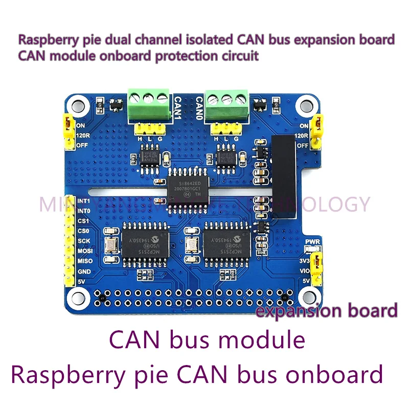 

1PCS/LOT 2-CH-CAN-HAT Raspberry Pie Dual Channel Isolated CAN Bus Expansion Board CAN Module Onboard Protection Circuit