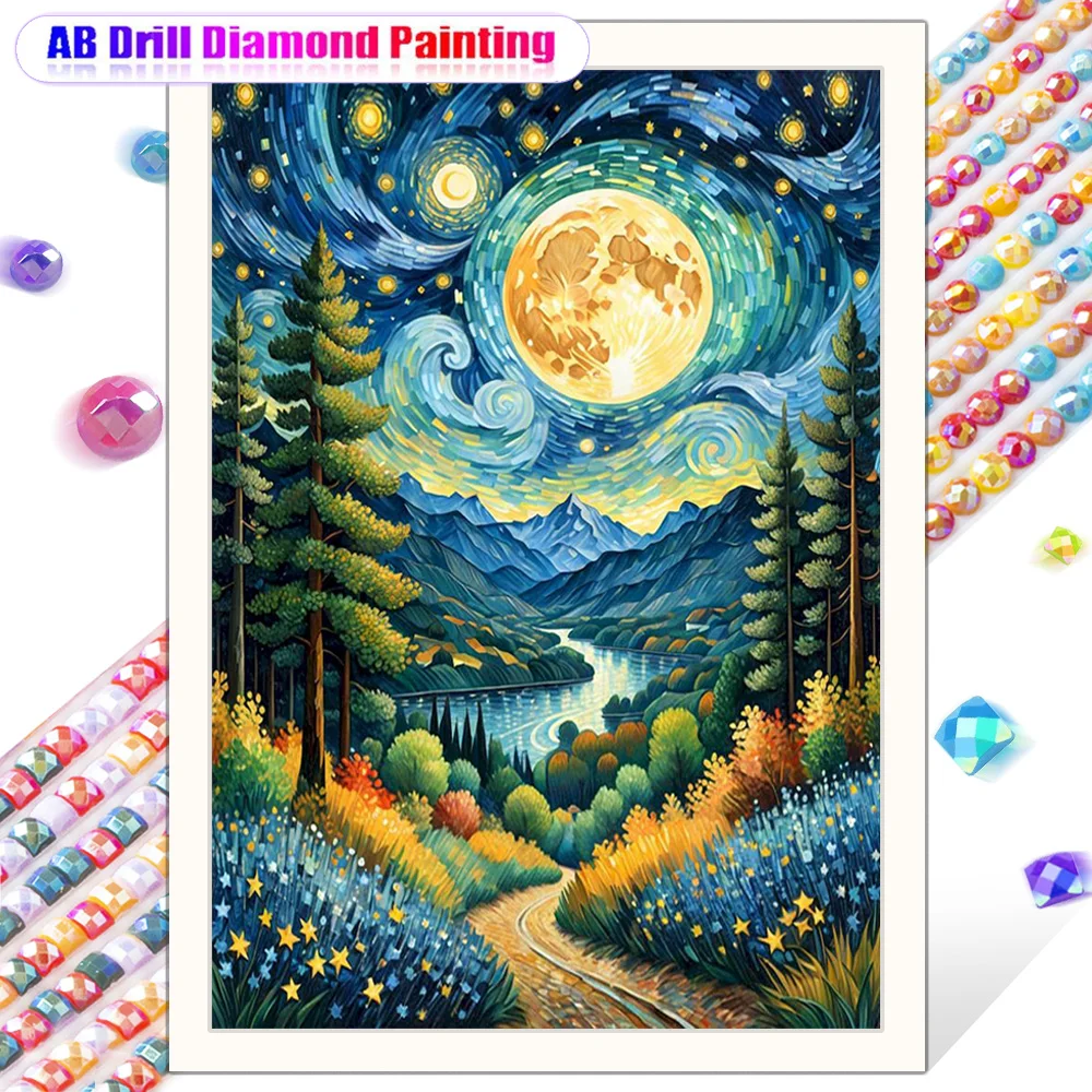 Пейзаж Алмазная картина Звездная ночь Персонализированный DIY Полный алмазный