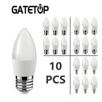 10pcs led candle bulb 220v mini lamp 3w 7w e14 e27 b22 suitable for kitchen crystal chandelier living room