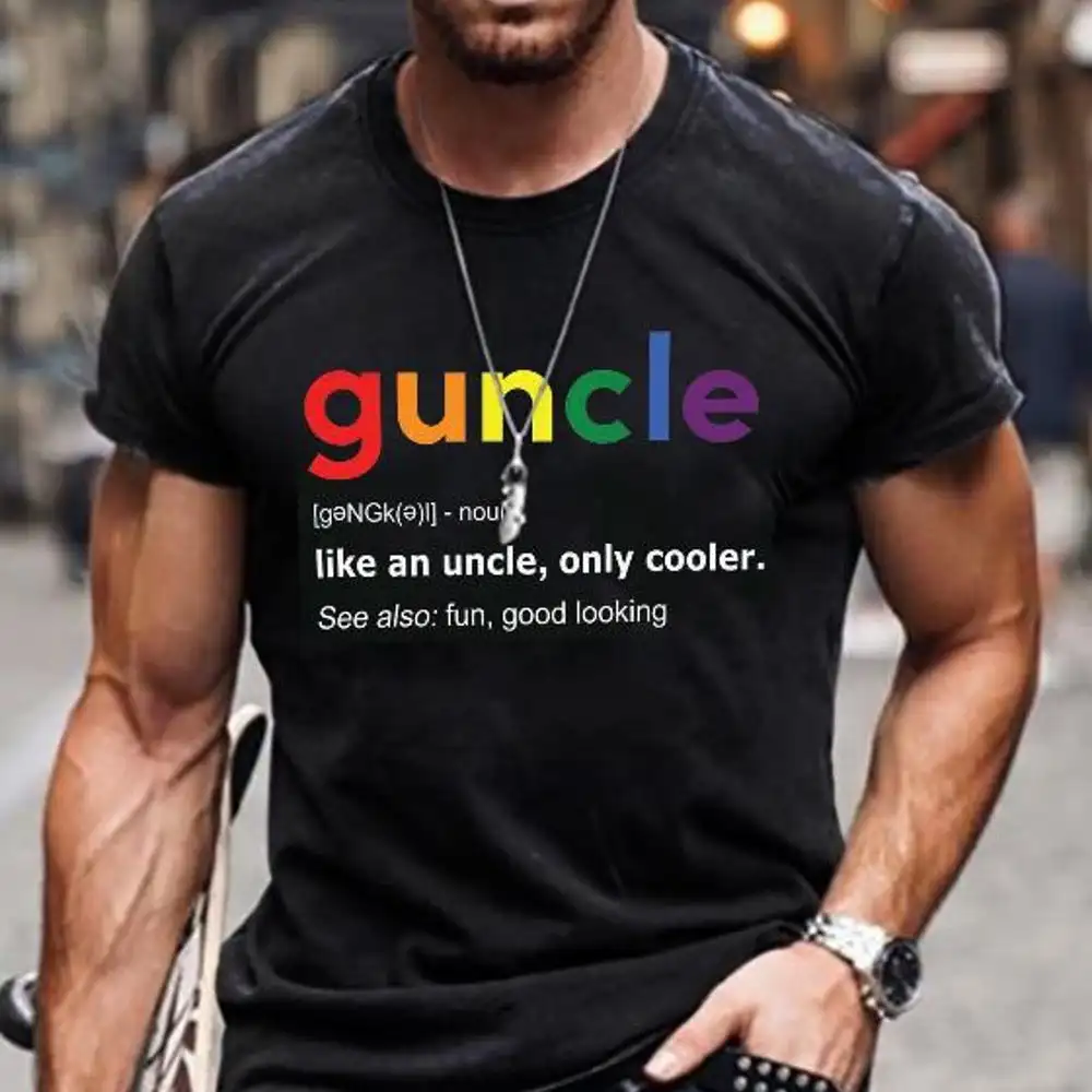 

Badassdude Rainbow Guncle Printing Men's Casual Fashion T-shirt