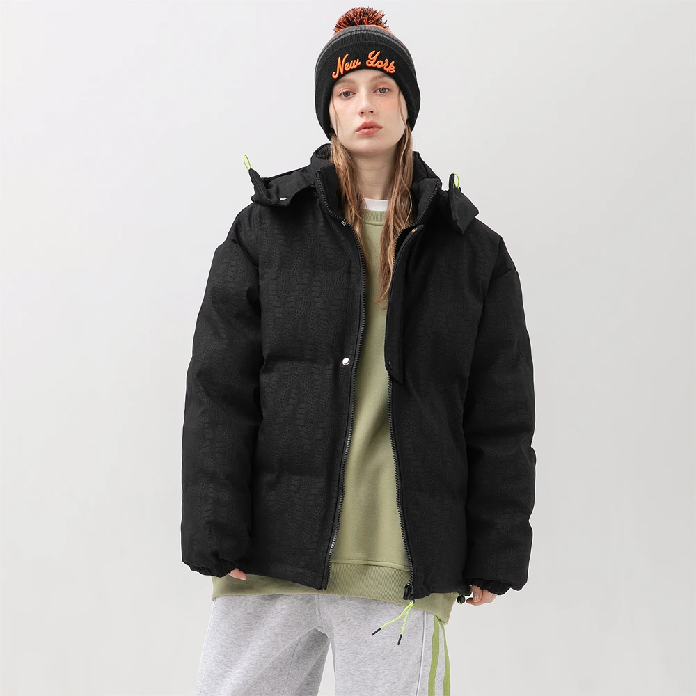 New Snakeskin Pattern Cotton Jacket Women Man High Street Autumn Winter Warm Coats Windproof Fashion Hooded Cotton Jackets