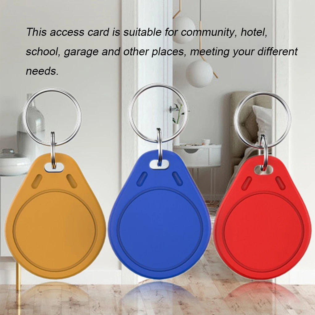 

100pcs Access Cards Keychain Portable Door Control Cards Water-proof Community Keyfobs Red